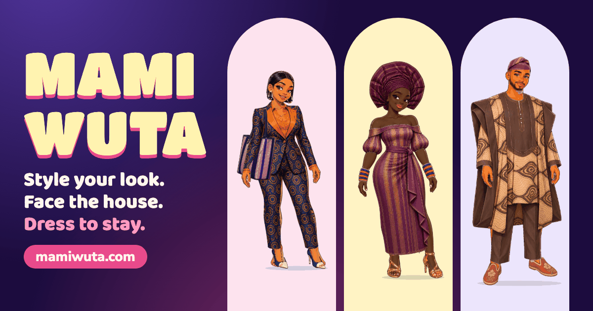 Three painted fashion looks from the Mami Wuta game.