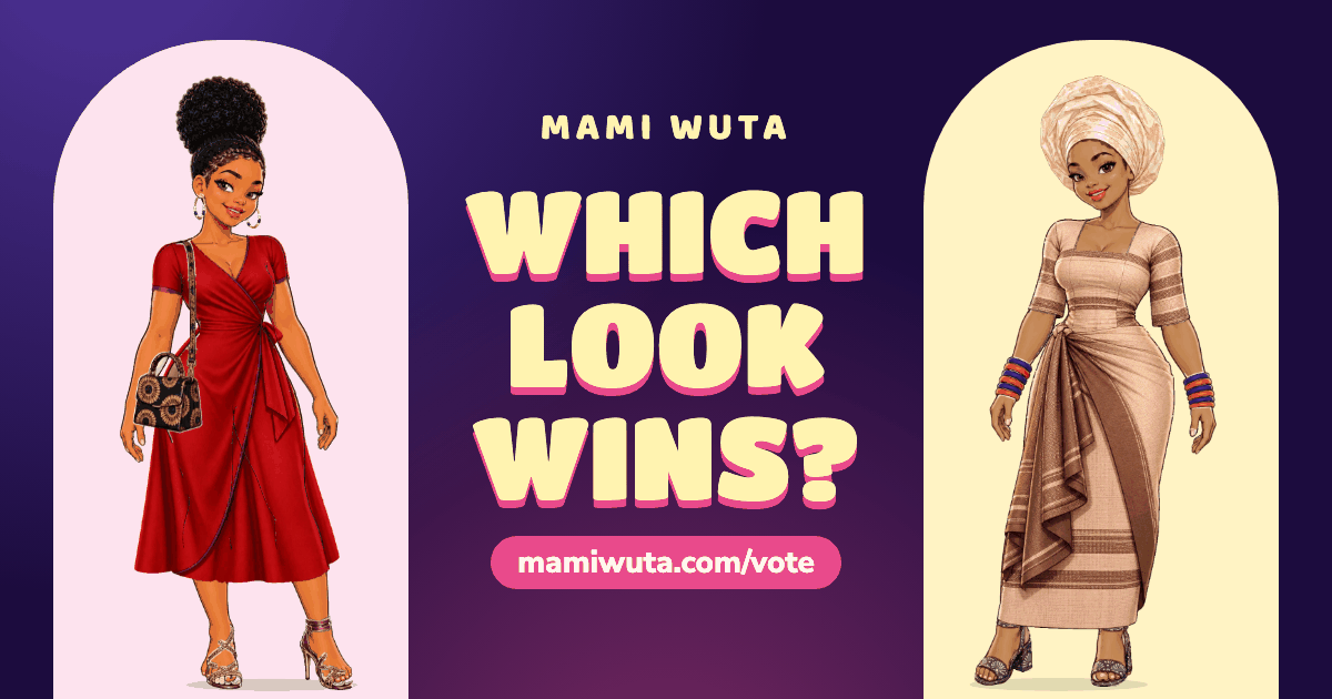 A Mami Wuta voting preview with two painted looks side by side.
